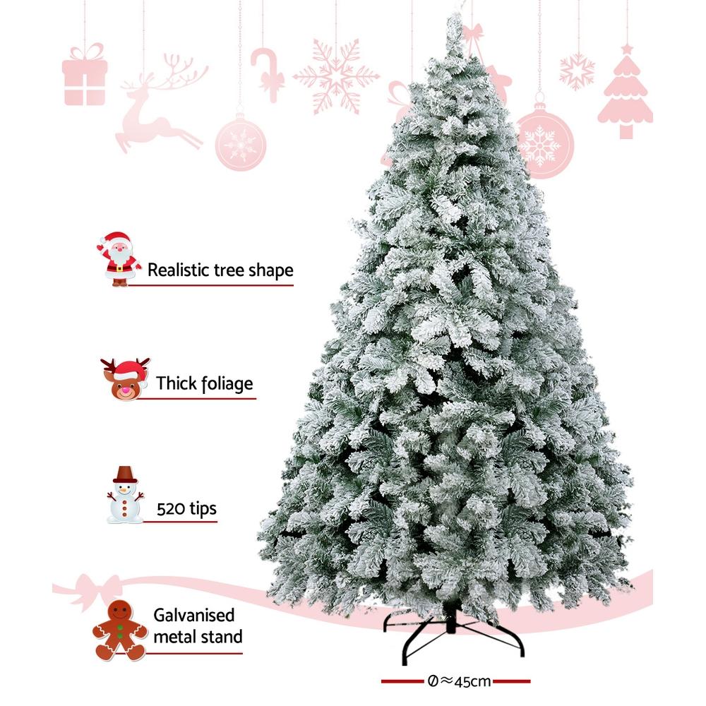 Jingle Jollys Christmas Tree 1.8m Snow Flocked Xmas Tree Decorations
