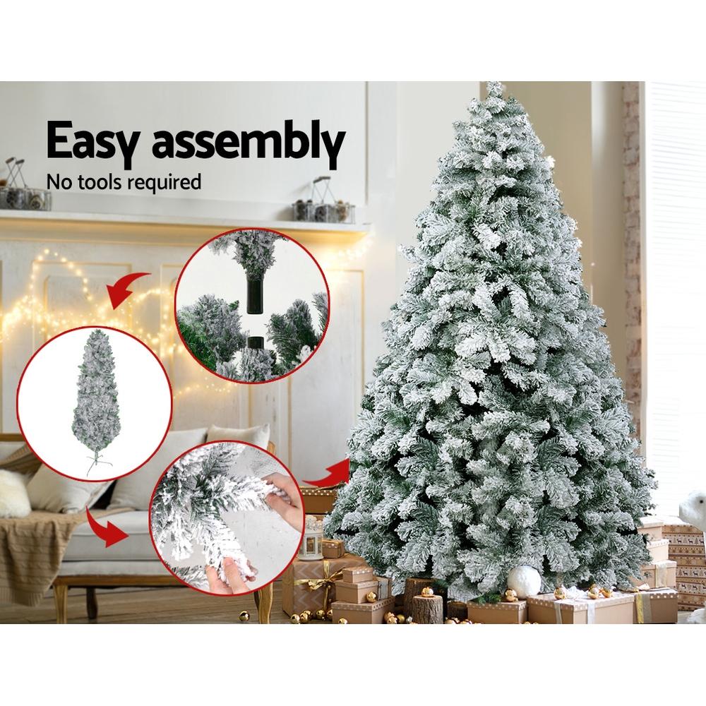 Jingle Jollys Christmas Tree 1.8m Snow Flocked Xmas Tree Decorations