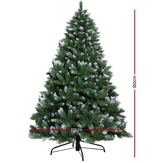 Jingle Jollys Christmas Tree 1.8m Snowy Xmas Tree Decoration 650 Tips