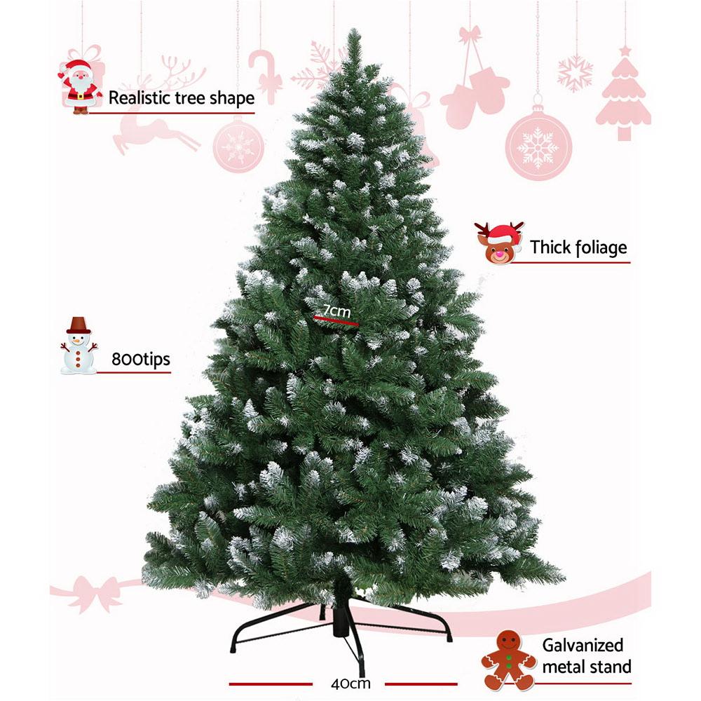 Jingle Jollys Christmas Tree 1.8m Snowy Xmas Tree Decoration 650 Tips