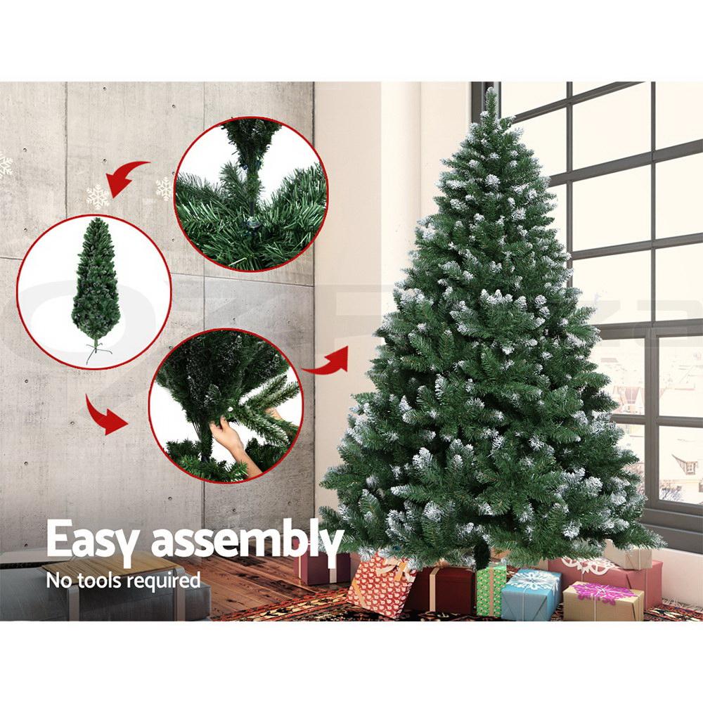 Jingle Jollys Christmas Tree 1.8m Snowy Xmas Tree Decoration 650 Tips